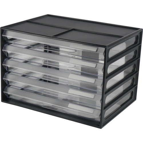 ITALPLAST A4 DOCUMENT CABINET 5 Drawer Black/Clear