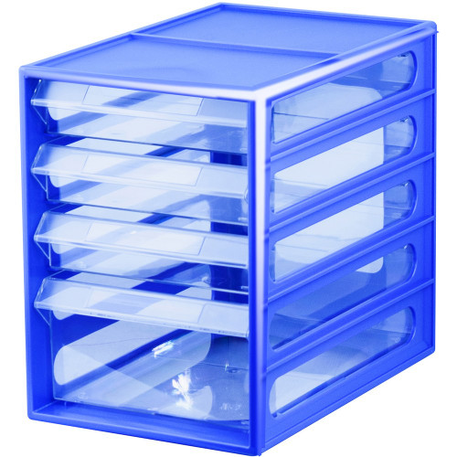 ITALPLAST 4 Drawer Office Organiser - Blueberry, Each