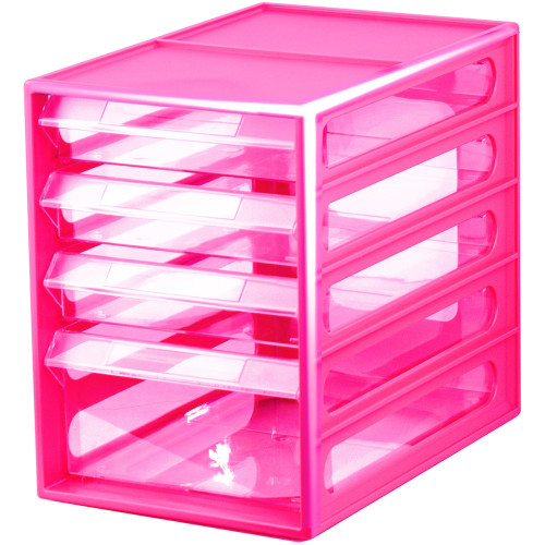 ITALPLAST 4 Drawer Office Organiser - Watermelon, Each