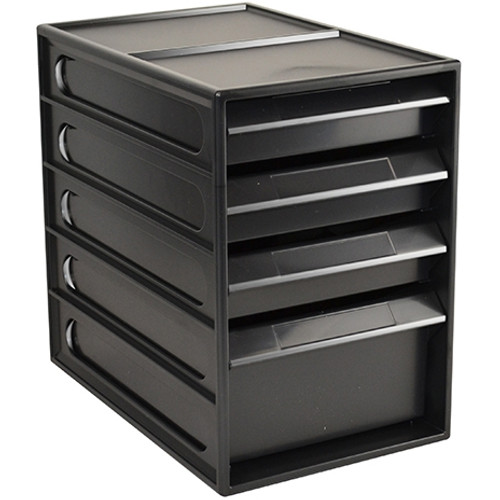 ITALPLAST 4 DRAWER OFFICE RECYCLED ORGANISER CABINET BLACK (L)255x (W)165x (H)230mm (Fits A5 Paper)