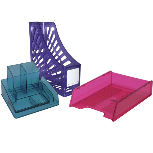 ITALPLAST Desk Organiser - Tinted Blue, Each