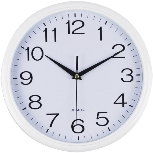 ITALPLAST Wall Clock 30cm - White Frame/White Face (Glass Face), Each