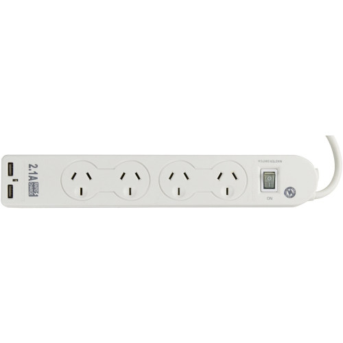 POWREPLUS  POWERBOARD 4 OUTLET Surge & 2 x USB chargers