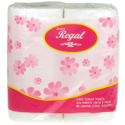 REGAL PREMIUM 2PLY TOILET PAPER ROLL 250 Sheets, Pk4