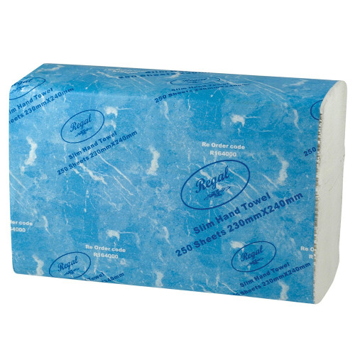 Regal Classic 1 Ply Slimline Hand Towel 250 Sheets, Carton of 16 (R15200)
