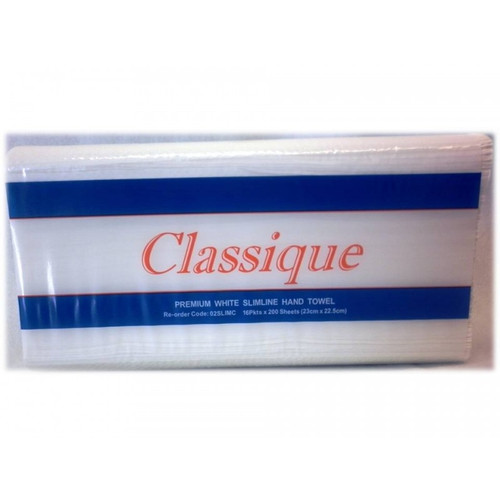 CLASSIQUE PREMIUM HAND TOWEL SLIM 230x225mm 200 sheet Pack of 16