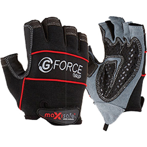Maxisafe Mechanics Gloves G-Force Grip Mechanics Glove Fingerless, Medium Pair