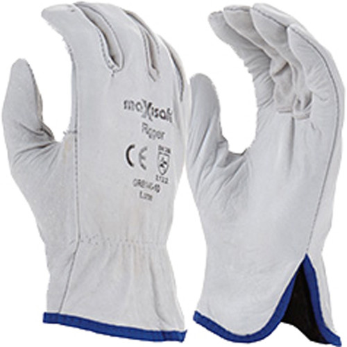 Maxisafe Leather Cotton Gloves Maxisafe Rigger Glove Natural Cowgrain & Cotton, Large Pair