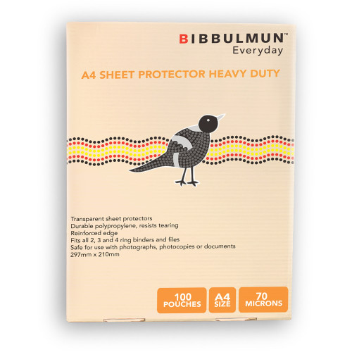 BIBBULMUN SHEET PROTECTORS A4 Heavy Duty Pack of 100
