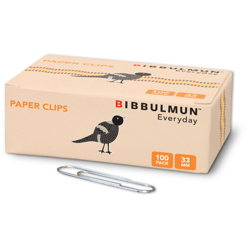 BIBBULMUN PAPER CLIPS 33mm Pack of 100
