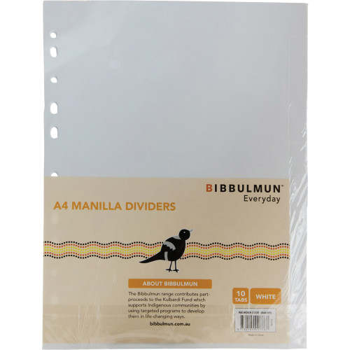 BIBBULMUN MANILLA DIVIDER A4 10 Tab White