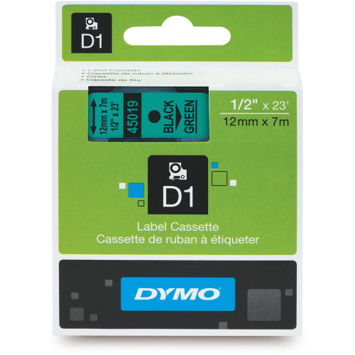 DYMO D1 12mm BLK ON GRN SD45019