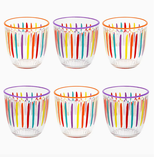 Striped Multi Colored Glass Tumbler - Talking Tables