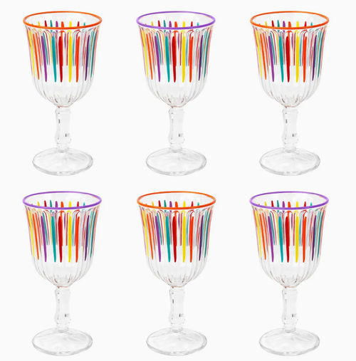 Striped Multi Colored Glass Wine Glass - Talking Tables