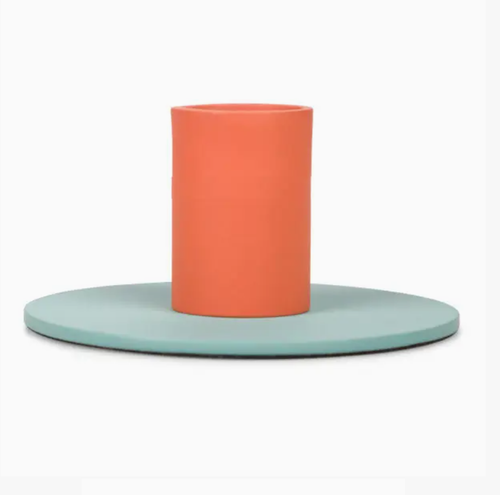 Small 4cm Two-Tone Opaline & Marigold Metal Candleholder - BRITISH COLOUR STANDARD