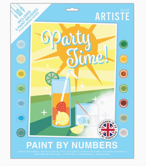Artiste Large Paint By Numbers, Party Time, Craft, 395x295mm - West Design