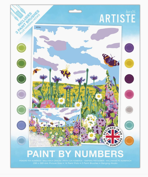 Artiste Paint By Numbers Wild Meadow - 14 Colours, 3 Brushes - West Design