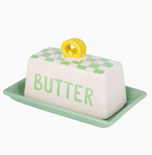 Green Check Butter Dish - Talking Tables