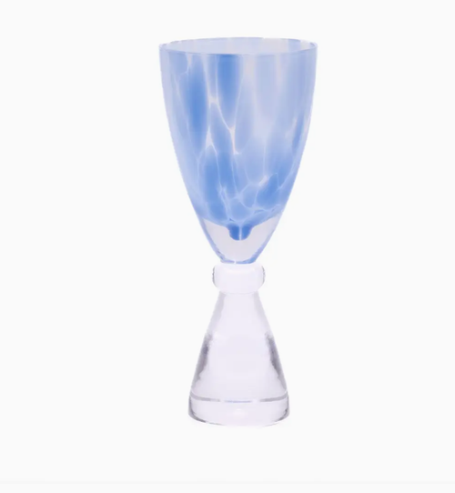 Blue Fleck Champagne Glass - The Glass House
