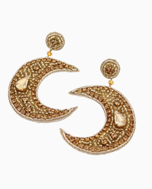 Gold Moon Beaded Earrings - My Doris