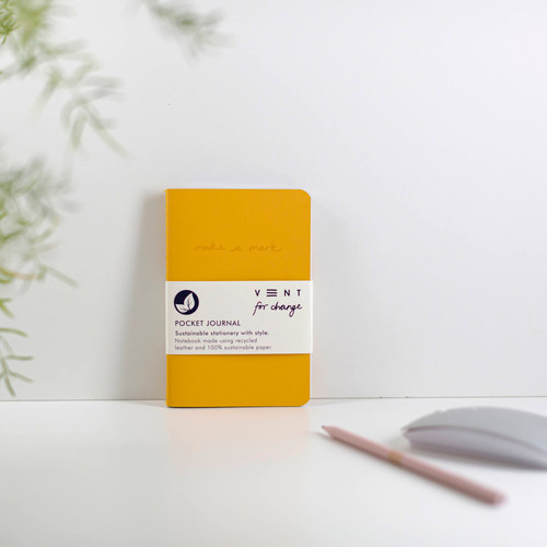 Vent for Change recycled leather pocket notebook - Yellow