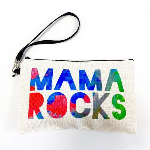 ART WOW - COSMETIC BAG / POUCH - MAMA ROCKS - BLACK BY CASSIE SWINDLEHURST