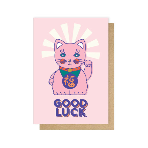 Good Luck Cat Greetings Card - East End Prints