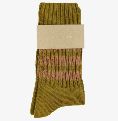 Women Stripes Crew Socks - Escuyer