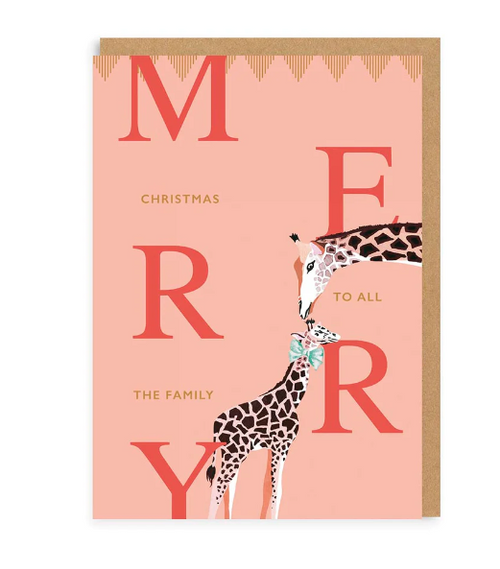 Merry Christmas Giraffes Greeting Card - Ohh Deer UK