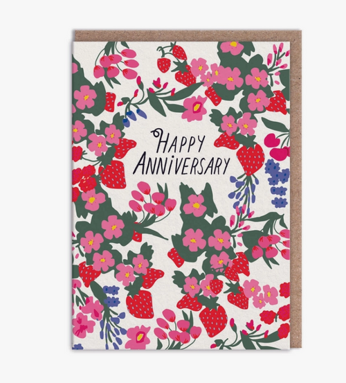 Red Floral Anniversary Card - Ohh Deer UK
