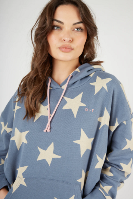 Olive & Frank - Star Print Oversized Hoodie