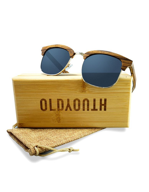 Old Youth Zebra Wood Explorer Sunglasses - Real Wood & Polarised + Case