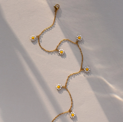 Astrid - Daisy Flowers Anklet Stainless Steel - Timi of Sweden