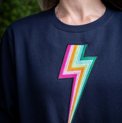 Embroidered Jewel Tone Bolt Sweatshirt - Navy - Percy and Nell Retail Limited