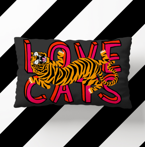 Colour Pop 'love Cats' Decorative Pillow - Superlover - Charcoal