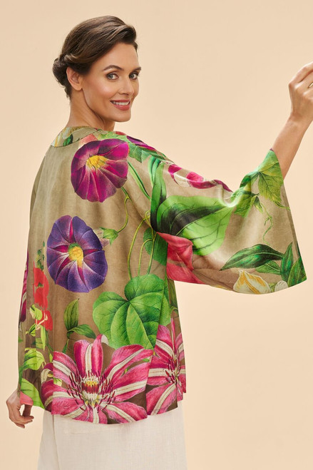 Oversized Botanicals Kimono Jacket - Powder