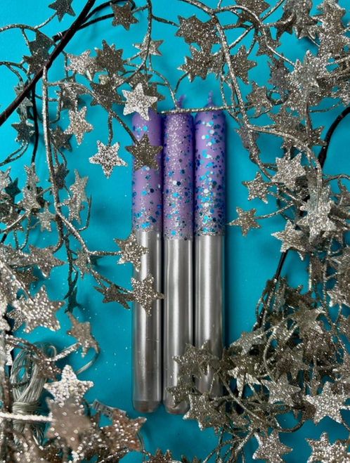 Winter Whimsy Dip Dye Dinner Candle Trio -The Colour Emporium