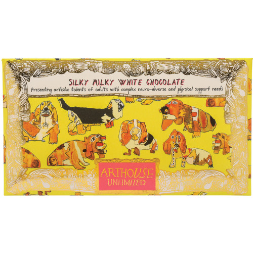 Arthouse Unlimited - Happy Hounds, Silky Milky White Bar Chocolate with Madagascan Vanilla