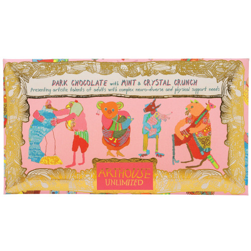 Arthouse Unlimited - Hugging Animals, Dark Chocolate with Mint & Crystal Crunch