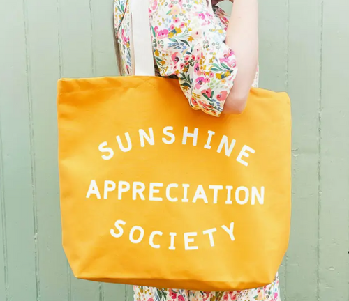 Sunshine Appreciation Society - Yellow Canvas Tote Bag - Alphabet Bags