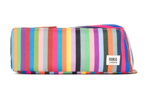 Roka Zipped Pouch - Pimlico - Hickory Print - Recycled Canvas - Small