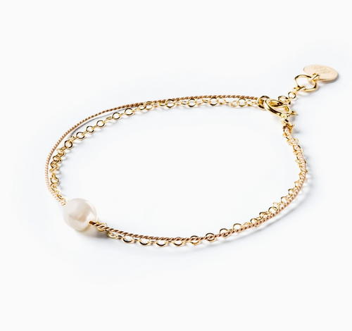 Wanderlust Life - Pearl Gold and Silk Bracelet