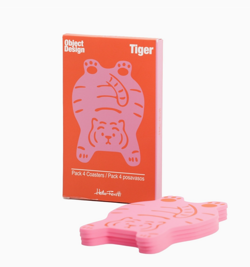 Helio Ferretti Tiger Coasters - Pink - Set of 4