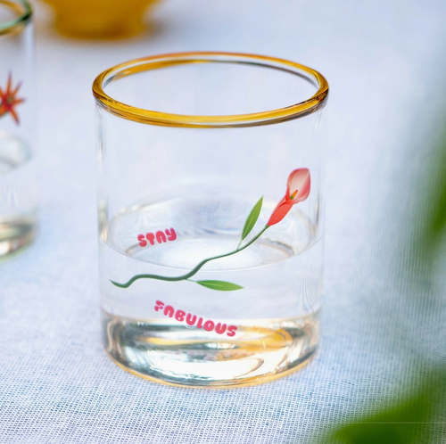 The Gift Label Drinking Glass - Stay Fabulous Glass