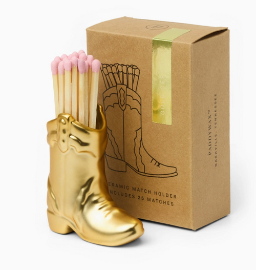 Paddywax - Nashville Ceramic Boot Match Holder - Gold Paddywax - Nashville Ceramic Boot Match Holder - Gold