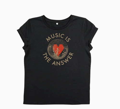 Music Is The Answer Disco Ball Tshirt Black - Disko Kids