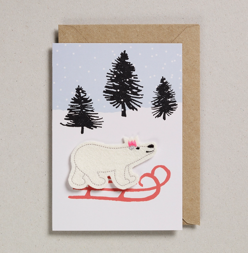 Felt Christmas - Polar Bear On Sledge - Petra Boase Ltd