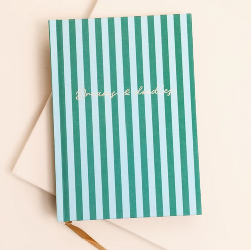 Green Stripe Dreams and Doodles Notebook - Lisa Angel