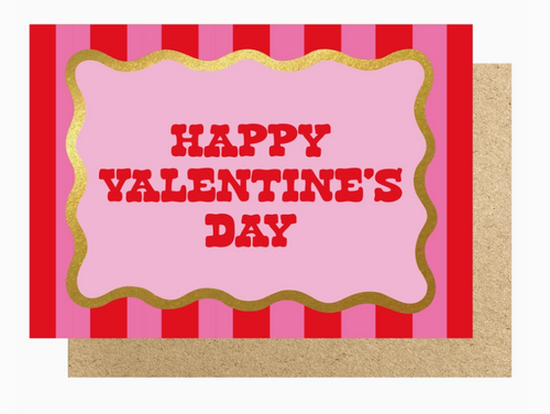 Happy Valentine's Day Striped Card - Lucky Ink