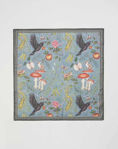 Catherine Rowe's Into the Woods Square Scarf Teal - Fable England